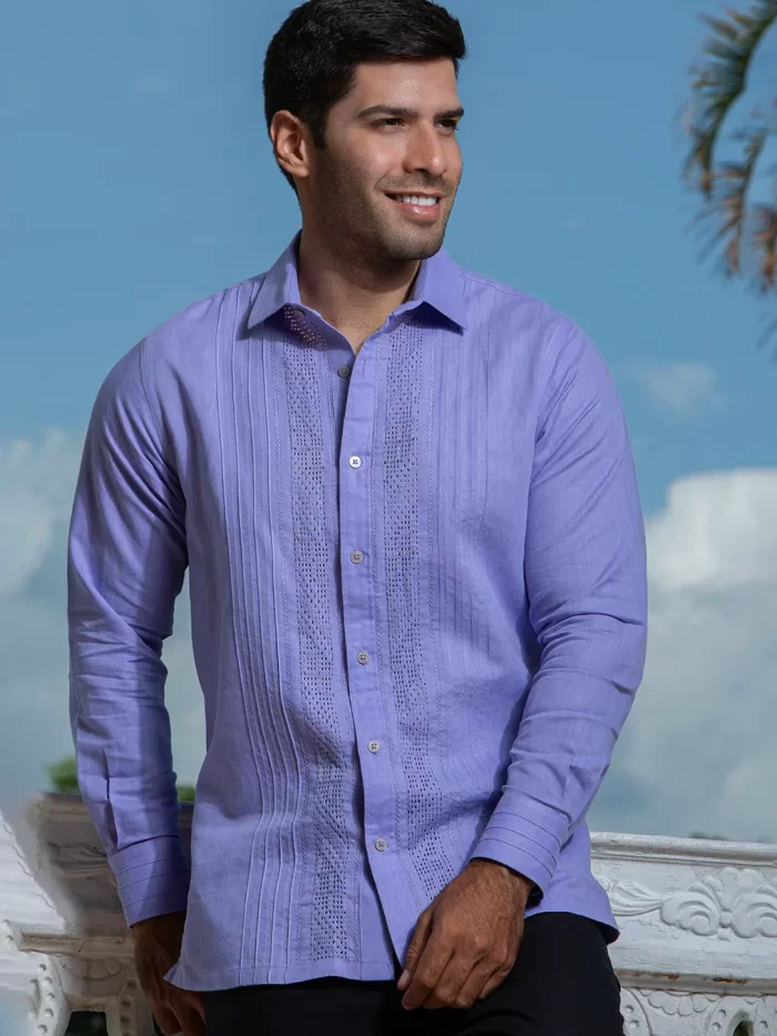 Guayabera y Camisa Artesanal Azul Manga Larga