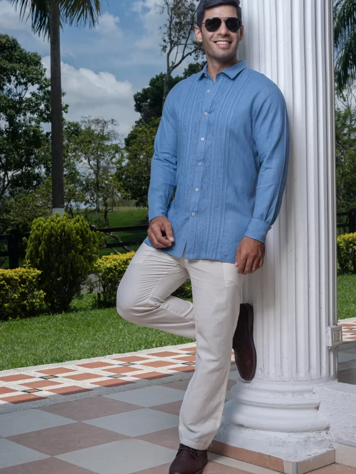 Guayabera Azul Manga corta