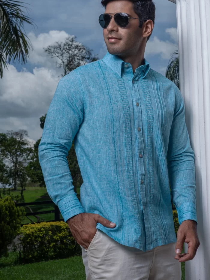 Camisa Guayabera Azul Indigo